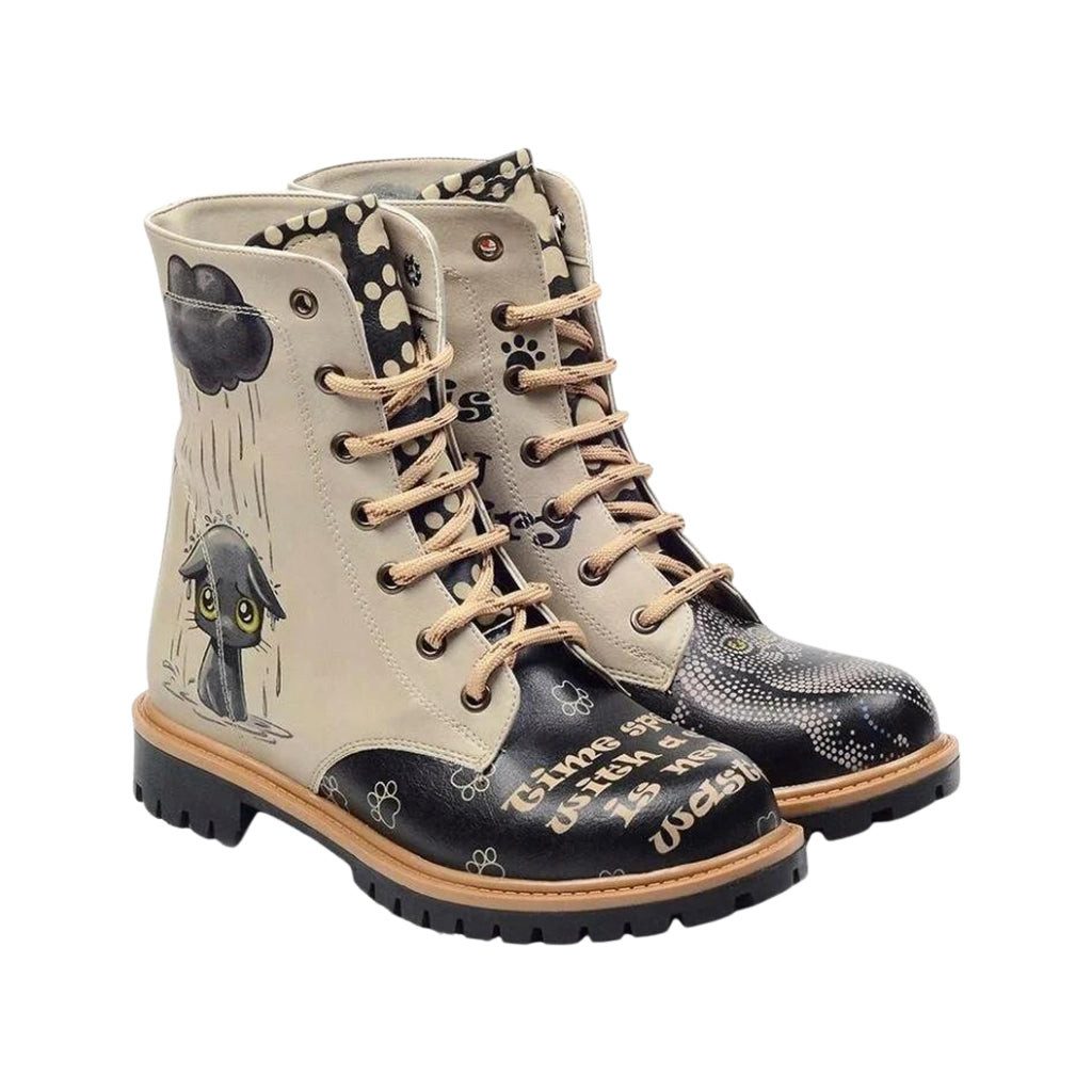 damenstiefelschwarz Vegan, Boots BLACK , Schnürboots, stiefeletten Schnürstiefel