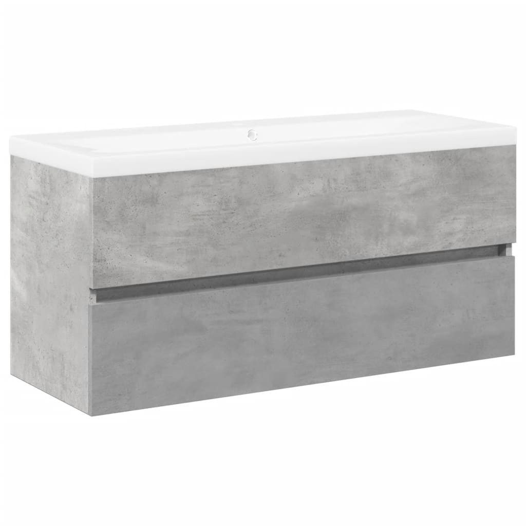 vidaXL Badezimmer-Set 2-tlg. Badmöbel-Set Betongrau Holzwerkstoff, (1-St)