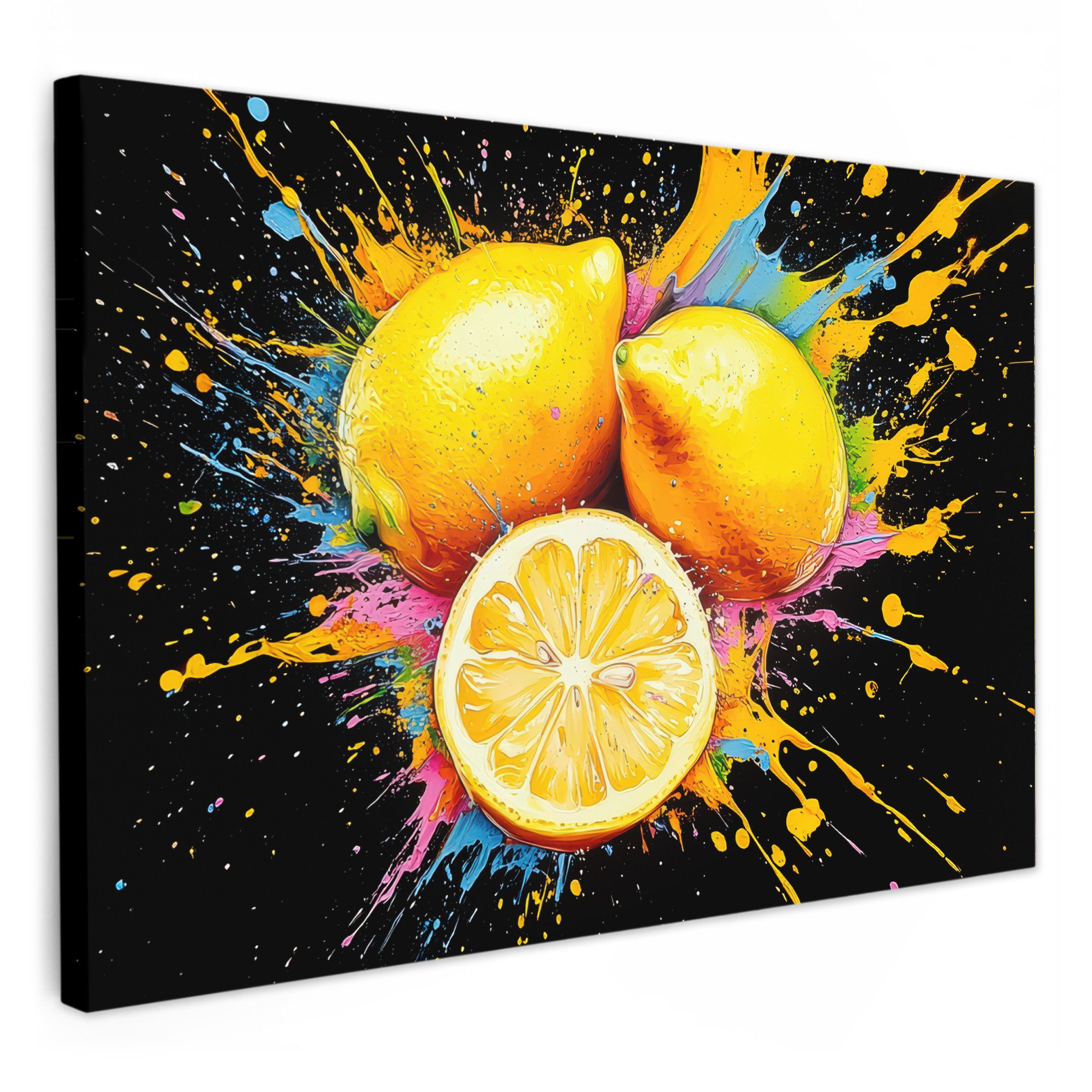 OneMillionCanvasses® Leinwandbild Zitrone - Graffiti - Farbenfroh - Farbe - günstig online kaufen
