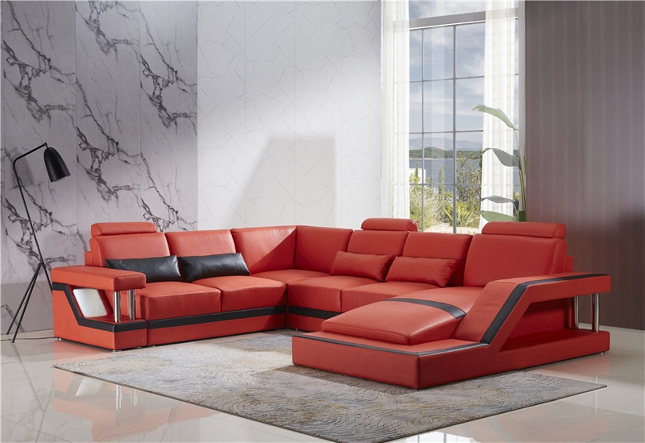 JVmoebel Ecksofa, Design Couch Luxus Couchen Leder Sofa Sitz Eck Garnitur  Polster, Maße Ecksofa(B/L/H): U-form: 246 x 332 x 195 x 90 cm
