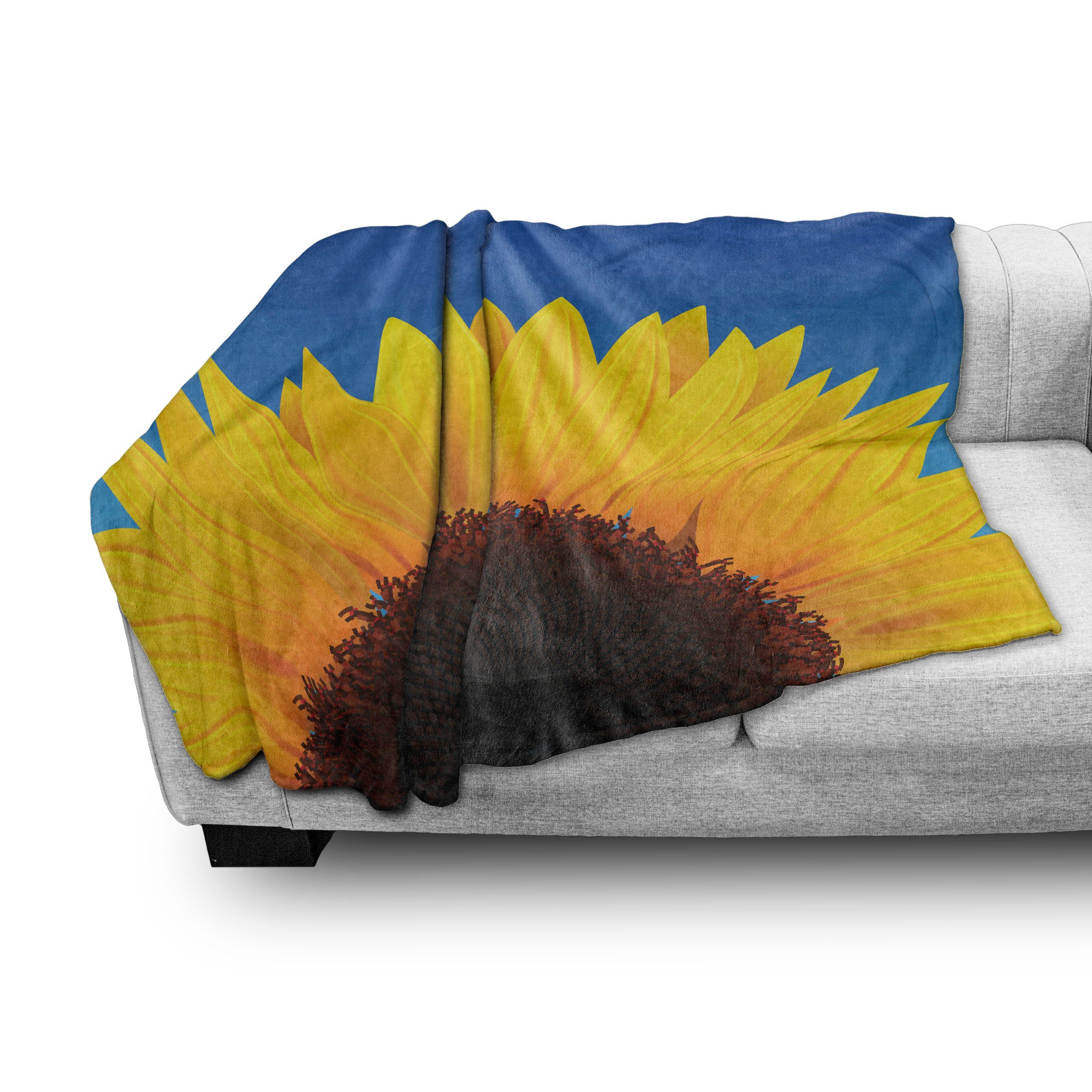 und Plüsch Gelb Blatt für Sunflower und Gemütlicher Wohndecke den Außenbereich, Innen- Blau Abakuhaus,