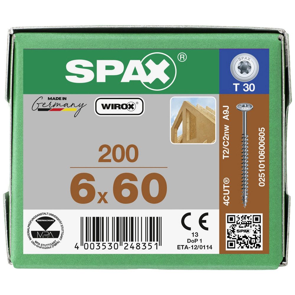 Thumbnail - SPAX Schraube SPAX 0251010600605 Holzschraube 6 mm 60 mm T-STAR plus Stahl WIROX
