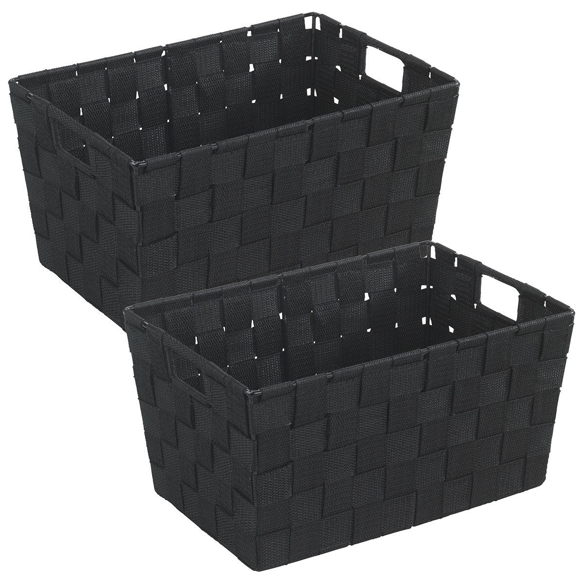 WENKO Aufbewahrungskorb Korb, WENKO Korb 2er Set ADRIA (BHT 30x15x20 cm)  BHT 30x15x20 cm schwarz