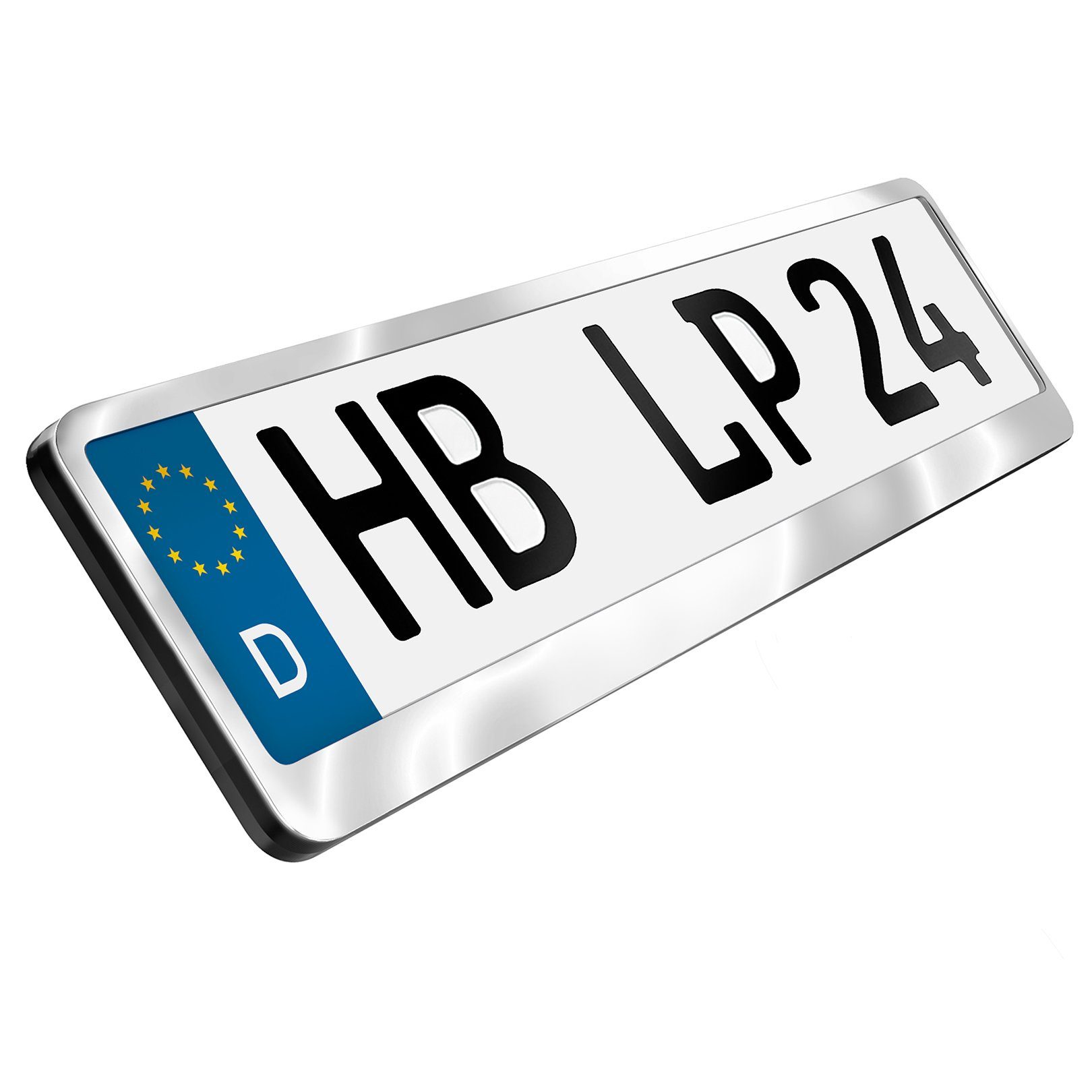 L & P Car Design Kennzeichenhalter für Auto Edelstahl hochglanz poliert Kennzeichenhalter V2A, (2 Stück)