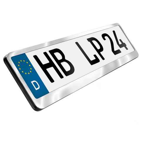 L & P Car Design Kennzeichenhalter für Auto Edelstahl hochglanz poliert Kennzeichenhalter V2A, (2 Stück)
