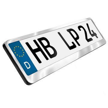 L & P Car Design Kennzeichenhalter für Auto Edelstahl hochglanz poliert Premium Kennzeichenhalter V2A, (1 Stück)