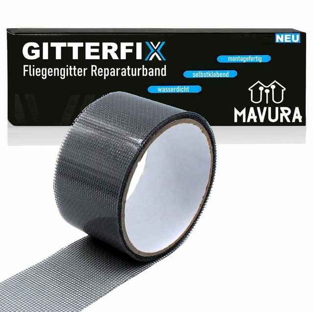 MAVURA Fliegengitter-Gewebe GITTERFIX Fliegengitter Reparaturband Insektenvorhang, Reparatur Set Band wasserdicht selbstklebend
