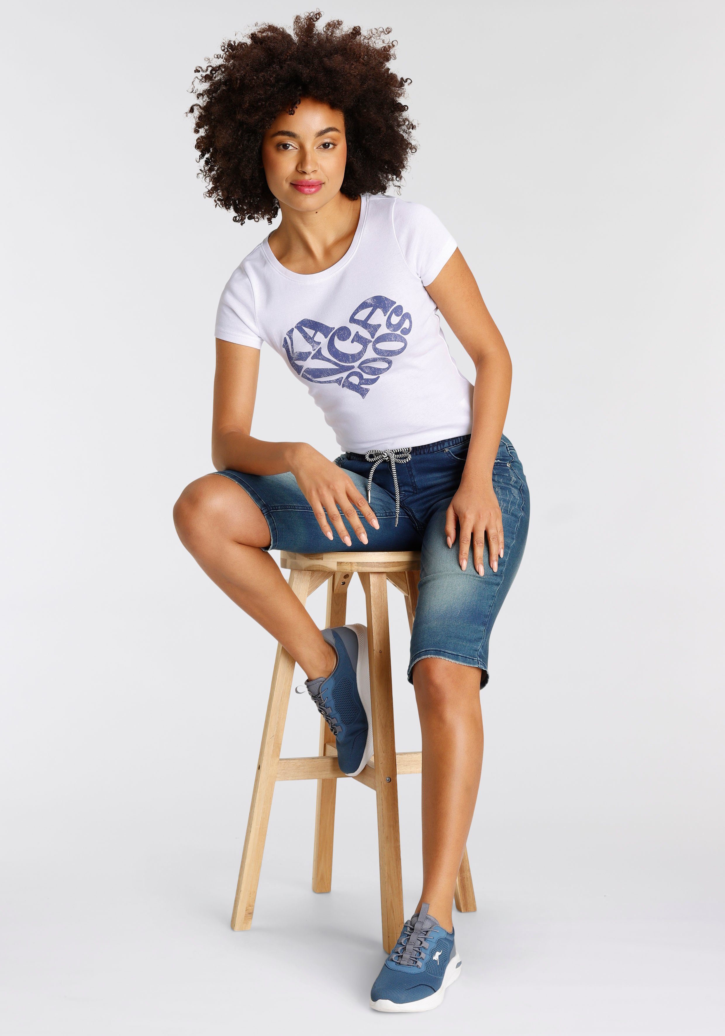 KangaROOS Print-Shirt mit herzlichem NEUE weiß-blau - KOLLEKTION Retro-Logoprint