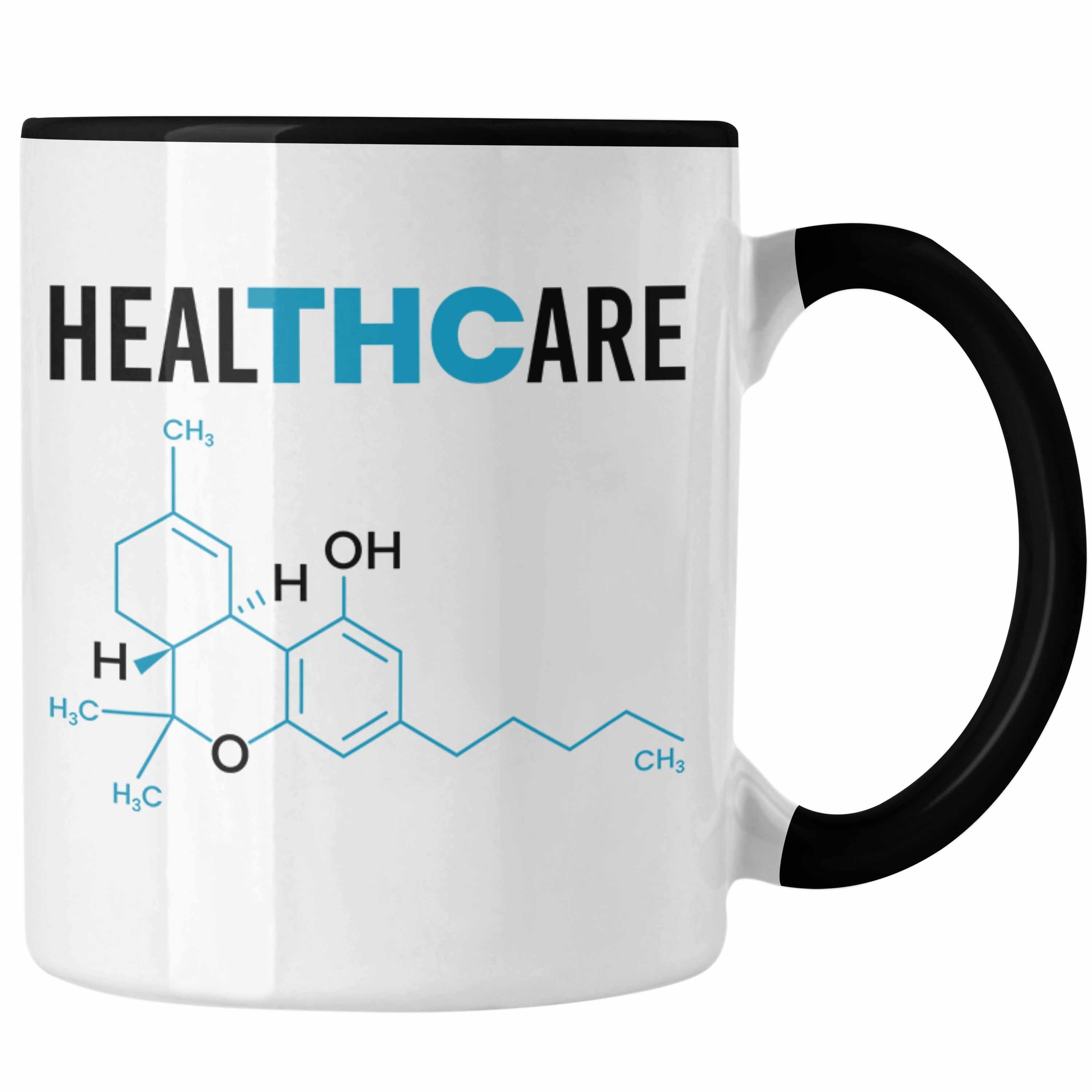 Trendation Tasse THC Tasse Healthcare" Cannabis-Liebhaber Schwarz "THC 