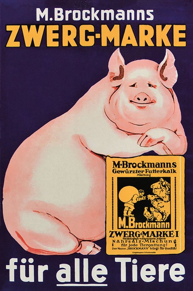Kunstdruck M. Brockmanns Zwergmarke Schwein Tierfutter Futterkalk  Kunstdruck Rekl, (1 St)
