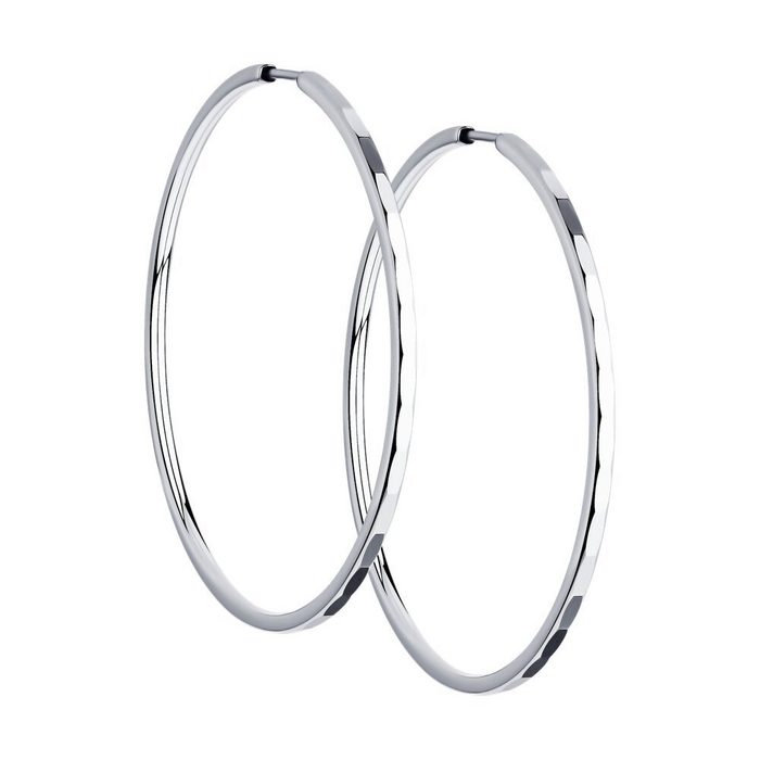 Zolotoy Paar Creolen Diamantiert 40 mm 925 Silber 94140093 Damen Ohrringe Kongo (2-tlg) Silberschmuck für Damen