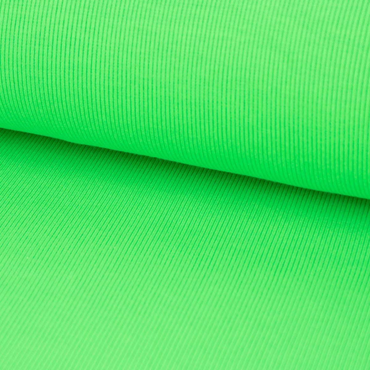 SCHÖNER LEBEN. Stoff Strickschlauch Bündchenstoff gerippt NEON grün 35cm Breite, allergikergeeignet