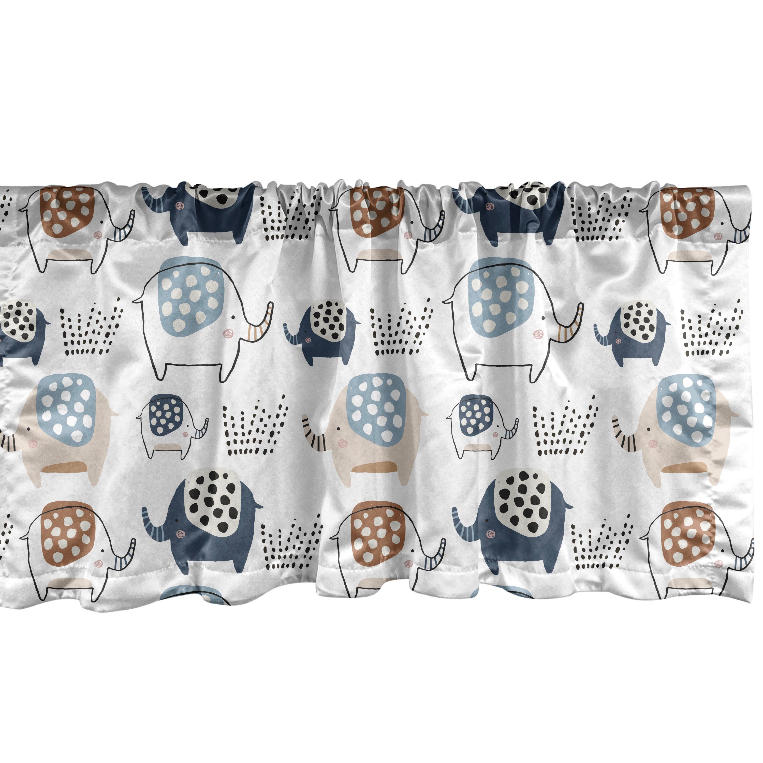 Scheibengardine Vorhang Volant für Küche Schlafzimmer Dekor mit Stangentasche, Abakuhaus, Microfaser, Tiere Gepunktete Elephant Patterns
