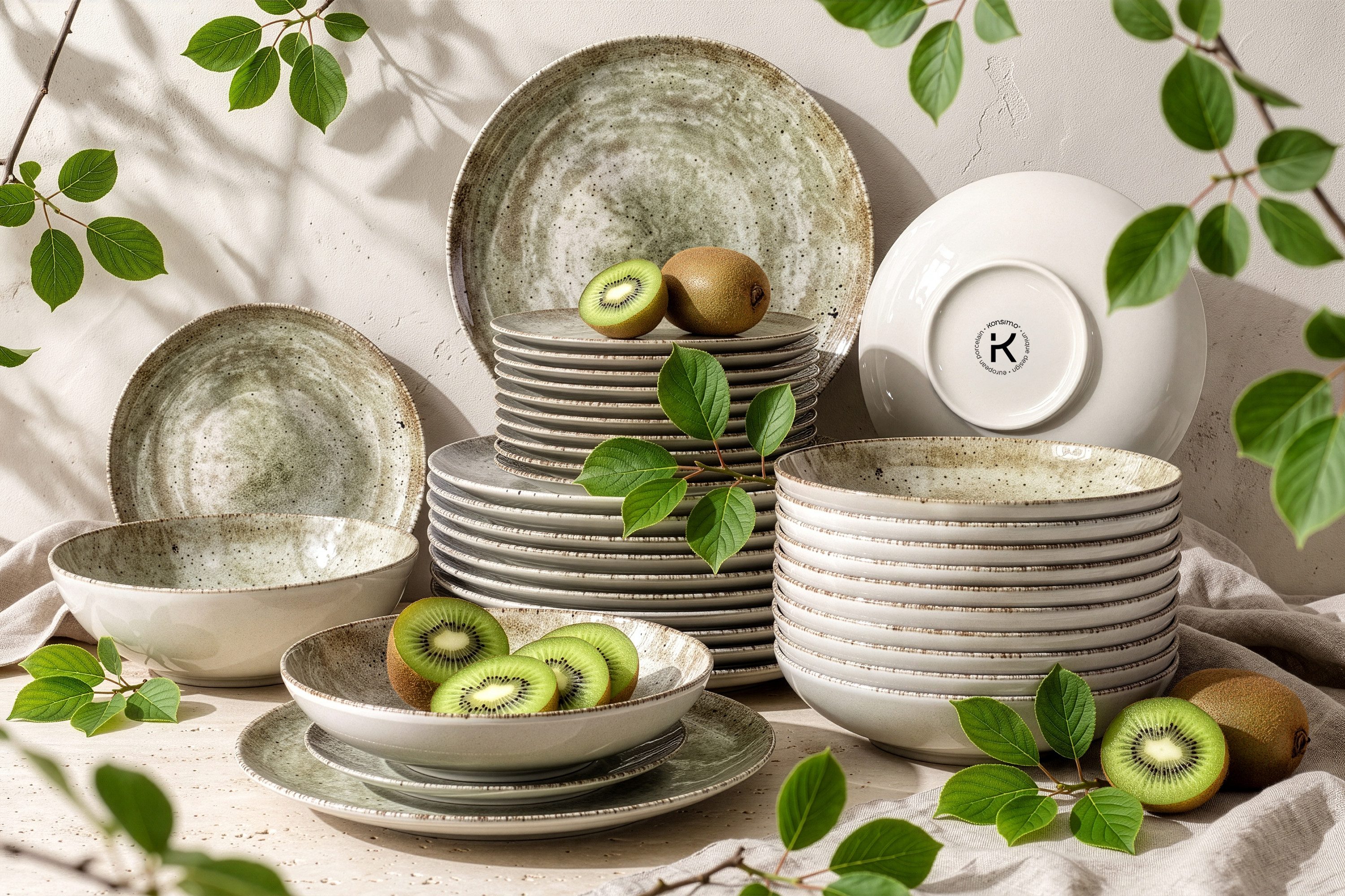 KONSIMO® Tafelservice ERATO Geschirrset 18-tlg, für 6 Personen, EU-Ware, Porzellan (36-tlg), 12 Personen, Porzellan, spülmaschinengeeignet, mikrowellengeeignet, – Bild 3 von 5