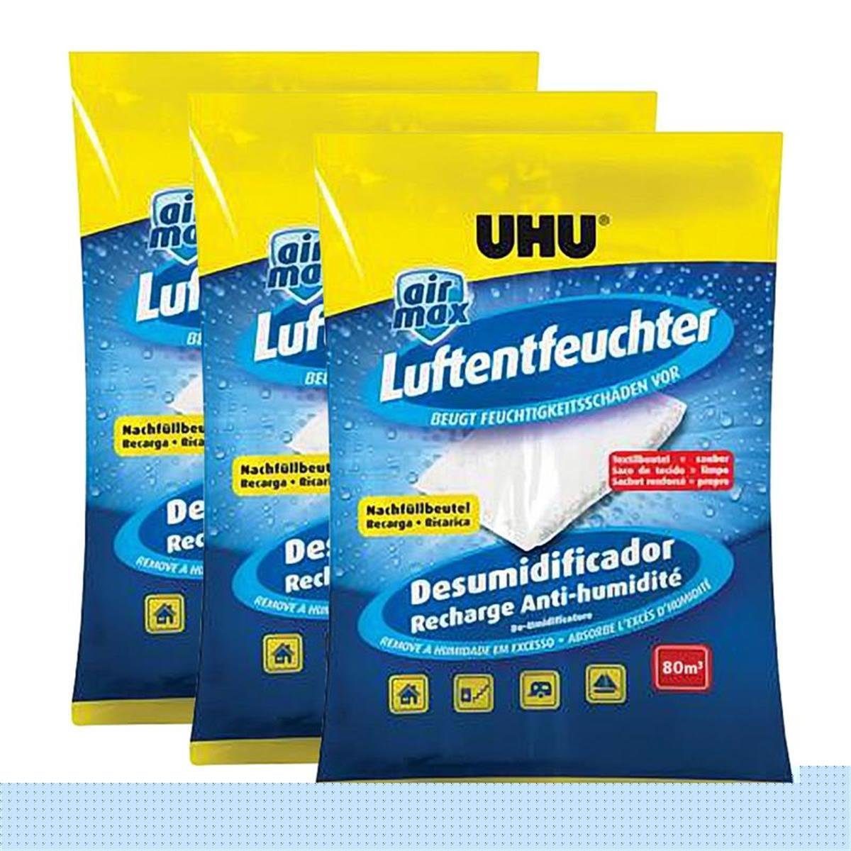 UHU Luftentfeuchter 3x UHU 47085 Luftentfeuchter Nachfüllbeutel 1000 gDuftneutral