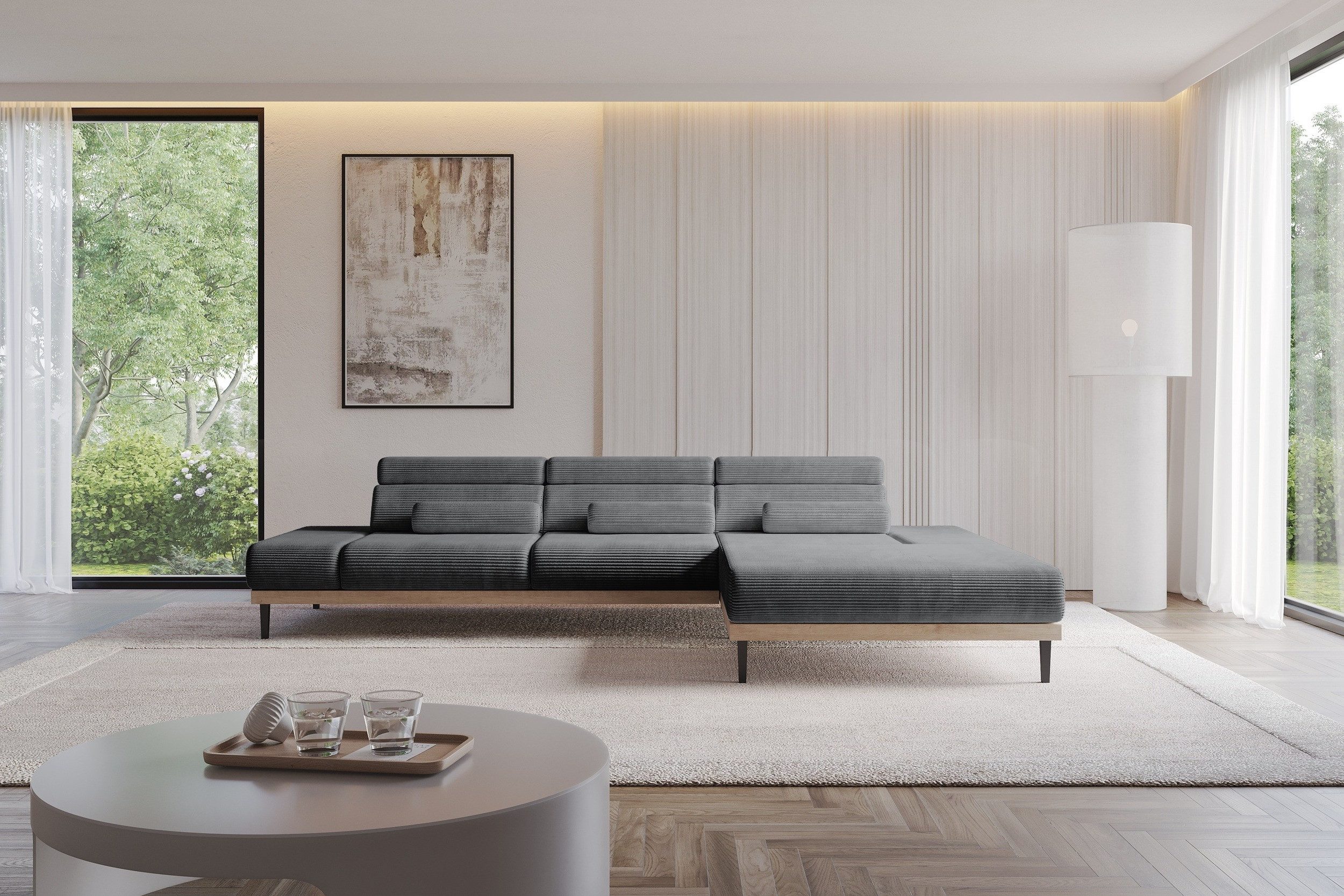 ALTDECOR Ecksofa MONA, Ecksofa Couch L-Form Eckcouch mit Elektrofunktion, Corner Sofa L-Form Vielseitige Sofa Wohnzimmer 316x205x85