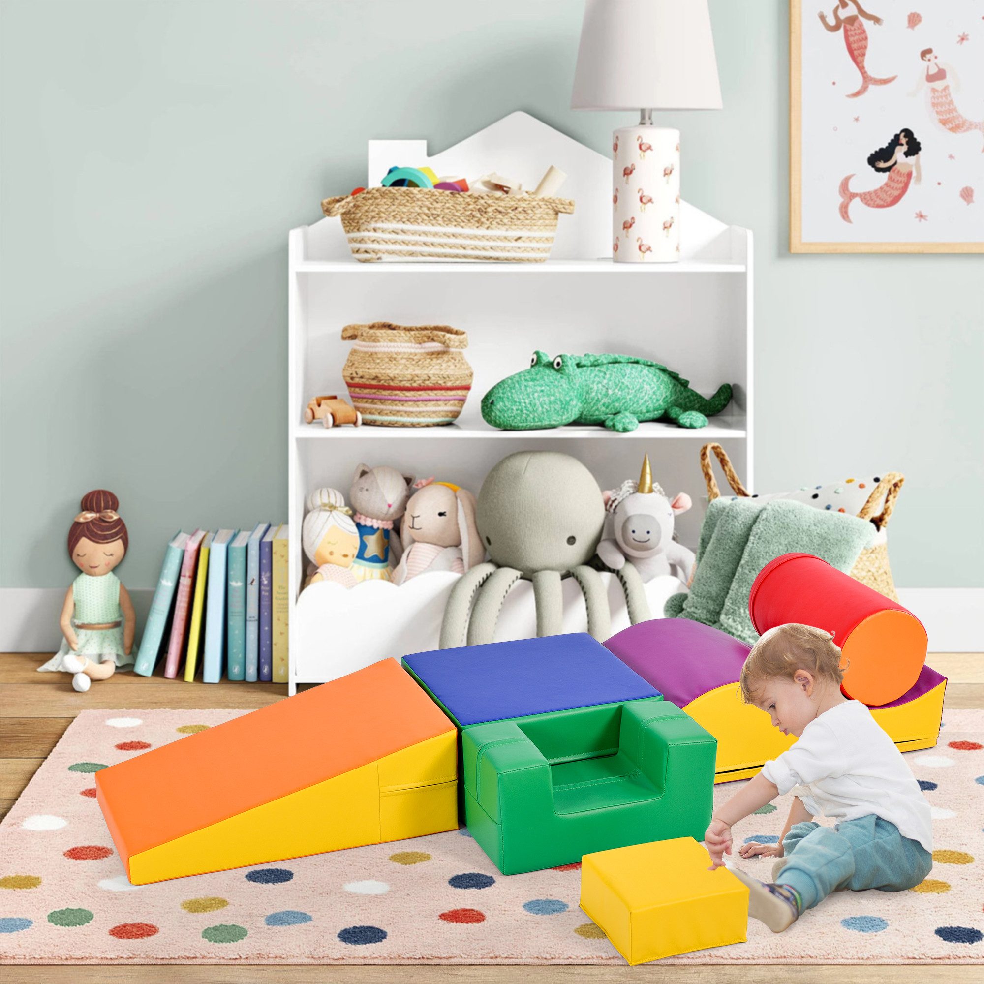 HEYHIPPO 6-in-1-Kletter-Weichschaumset, pädagogische Bausteine, Spielbausteine, (6 St), farbenfrohes Kinderspielgerät, geeignet für Kinder im Vorschulalter