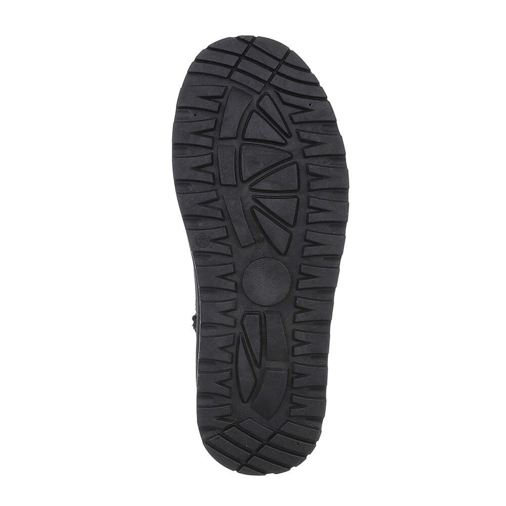 Ital-Design Bequemer Plattform-Echtleder-Schuh für Alltag und Freizeit Snowboots (90471201) Flach Plateaustiefeletten in Schwarz