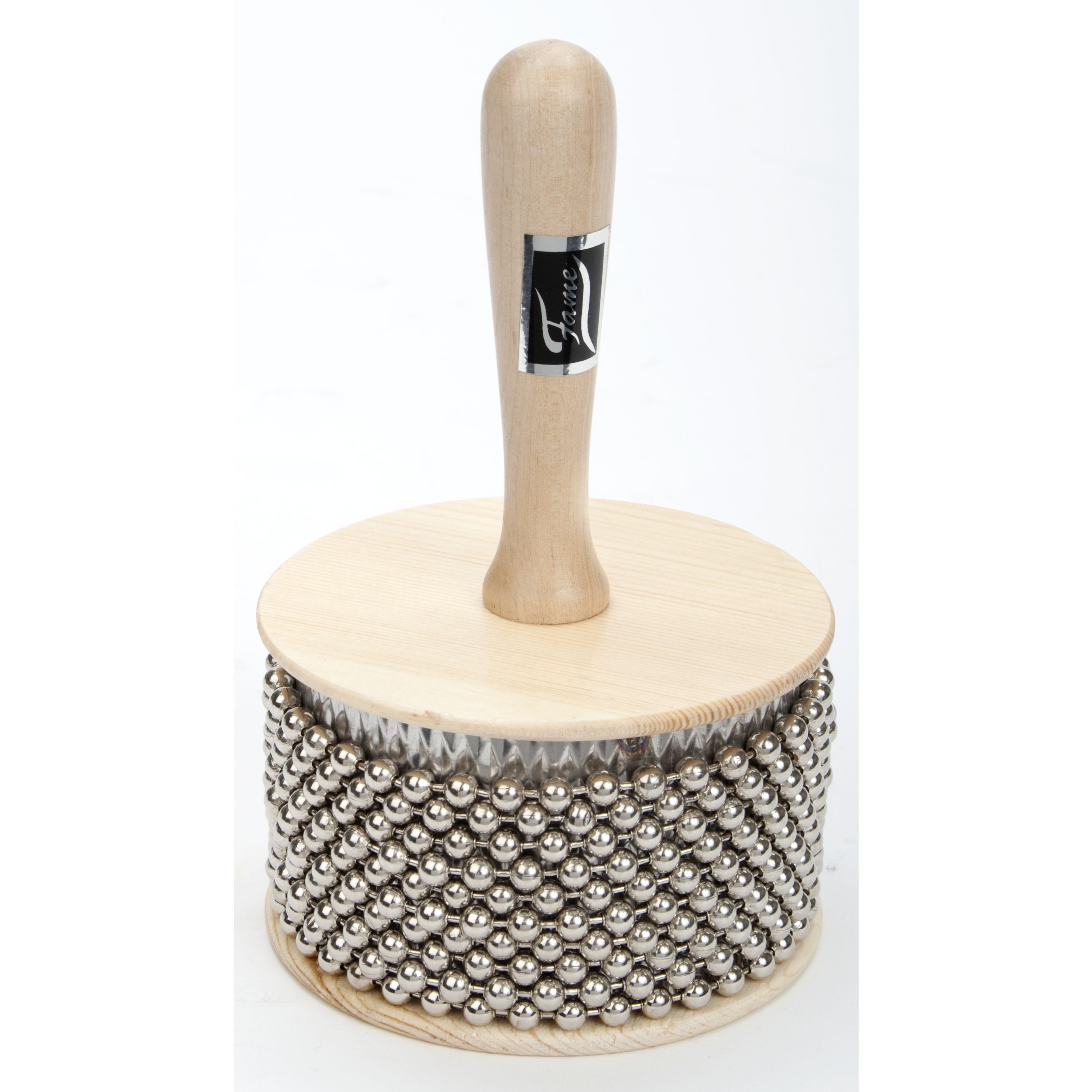 FAME Cabasa,Standard Cabasa 4" 11cm Hochwertiger Holz-Shaker Naturfarbe Rostfreier Stahlzylinder Stahlkugelketten Robust Handlich 3 Jahre Garantie 30 Tage Rückgaberecht, Percussion, Cabasas, Cabasa, Holz-Shaker, Rostfreier Stahlzylinder