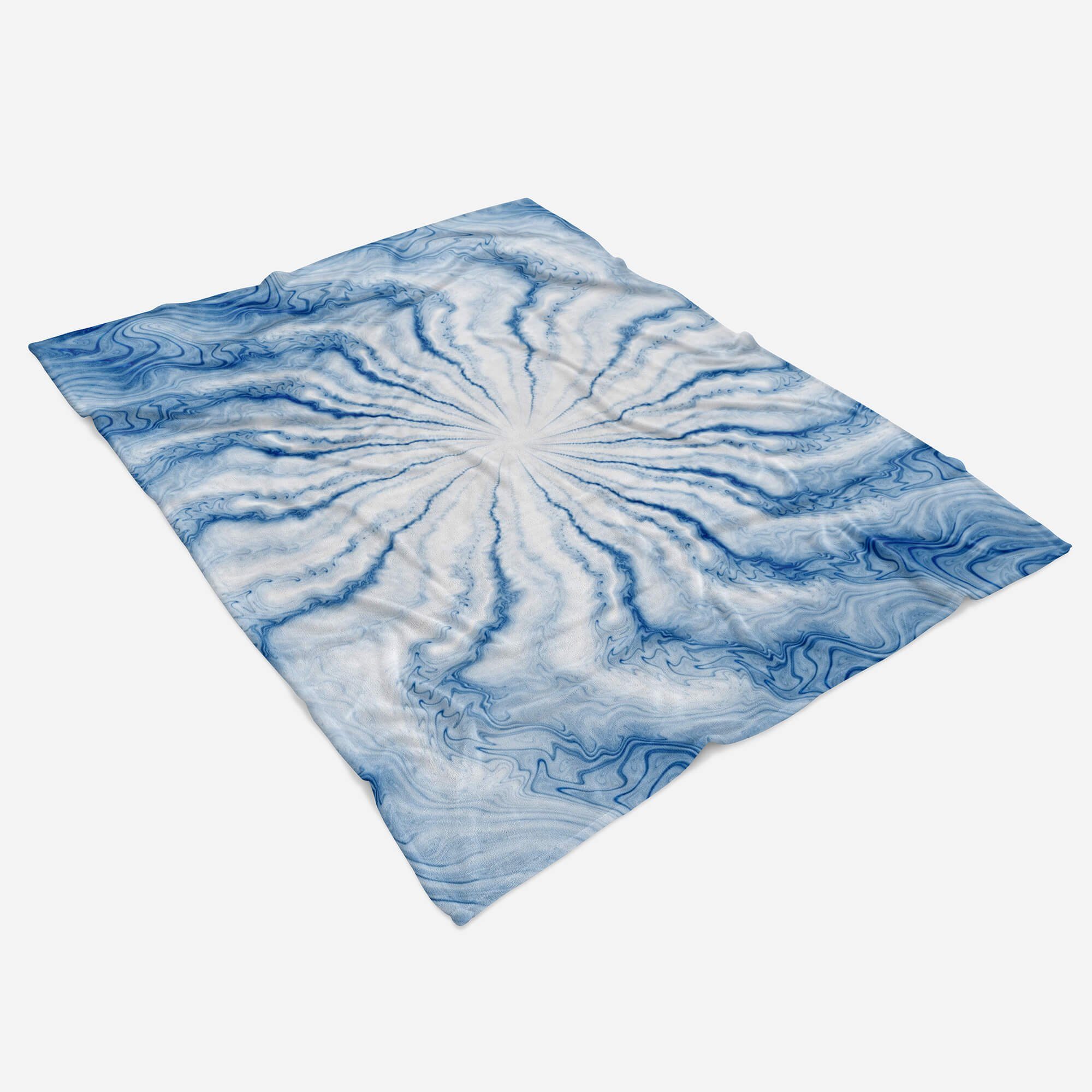 Art Strandhandtuch Handtuch Fotomotiv Handtücher Sinus Saunatuch Kuscheldecke (1-St), mit Handtuch Abstrakt Baumwolle-Polyester-Mix Wellen, Blau