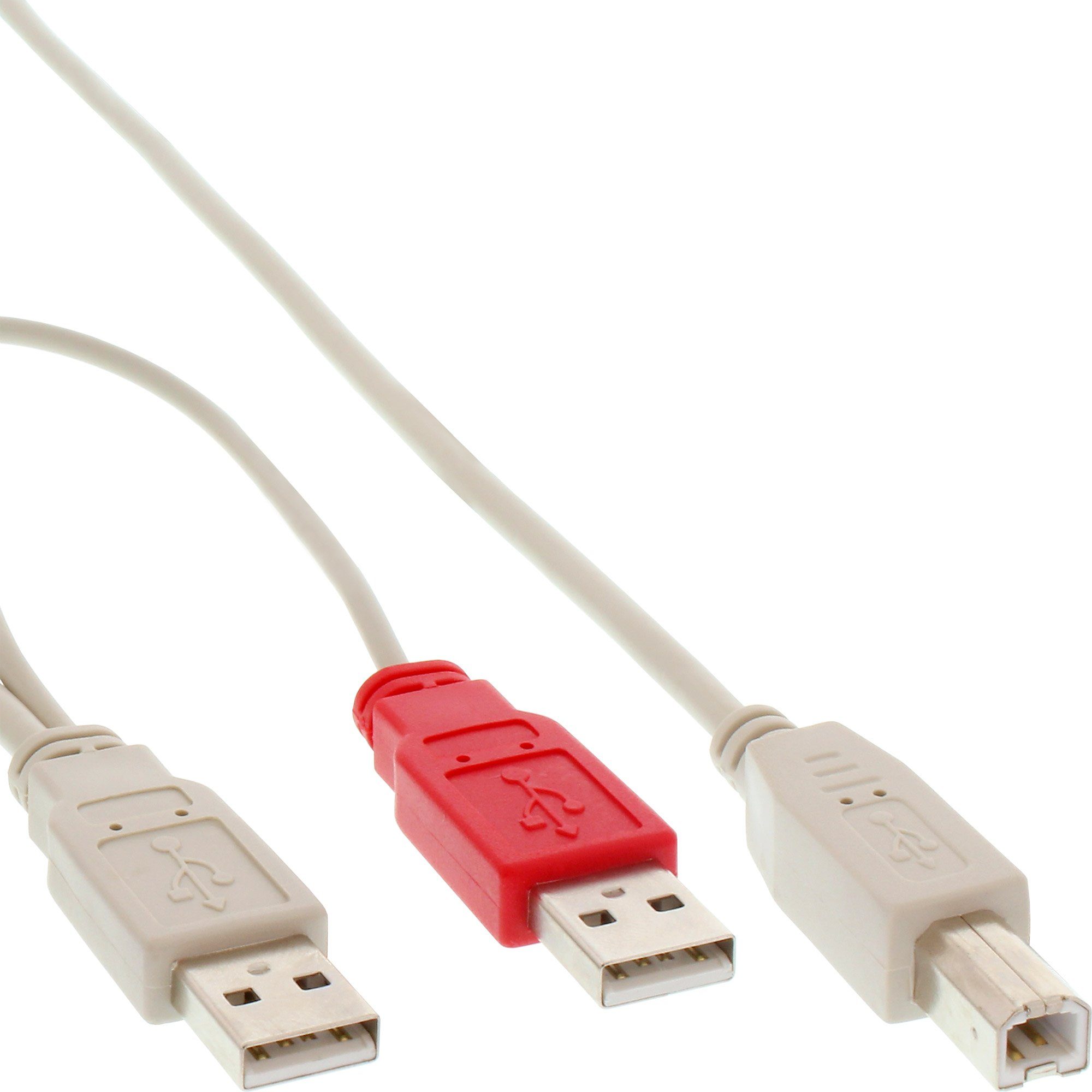 InLine® USB 2.0 Y-Anschlußkabel, 2x Stecker A an Stecker B, 1,0m USB-Kabel