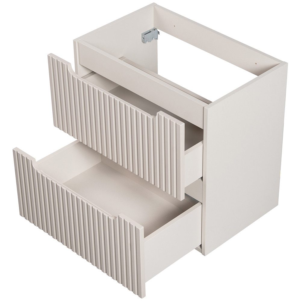 Lomadox vanity unit NEWPORT-56-CASHMERE, 61cm with ceramic basin, cashmere, grooved front
