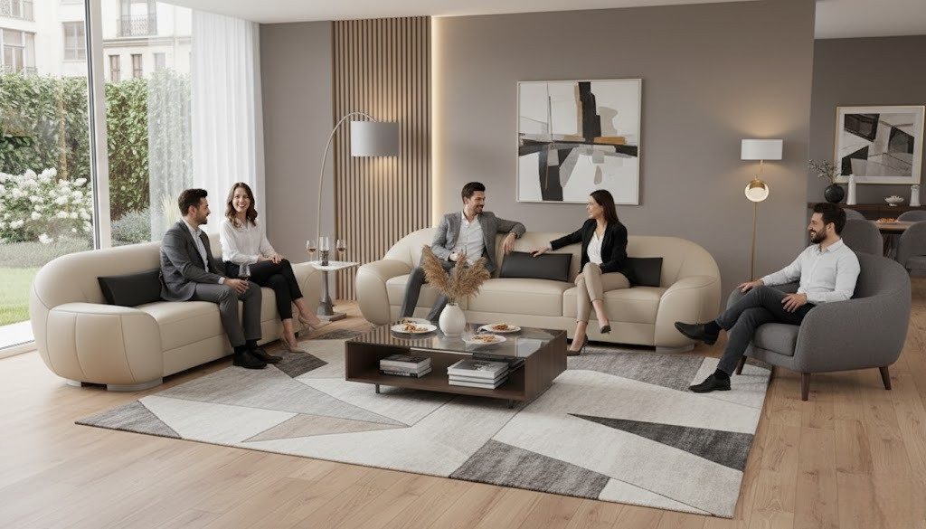 Xlmoebel Polstergarnitur Sofa Couch Leder Polster Sitz Komplett Set Sofas 3+2+1 Sofort, Made in Europa