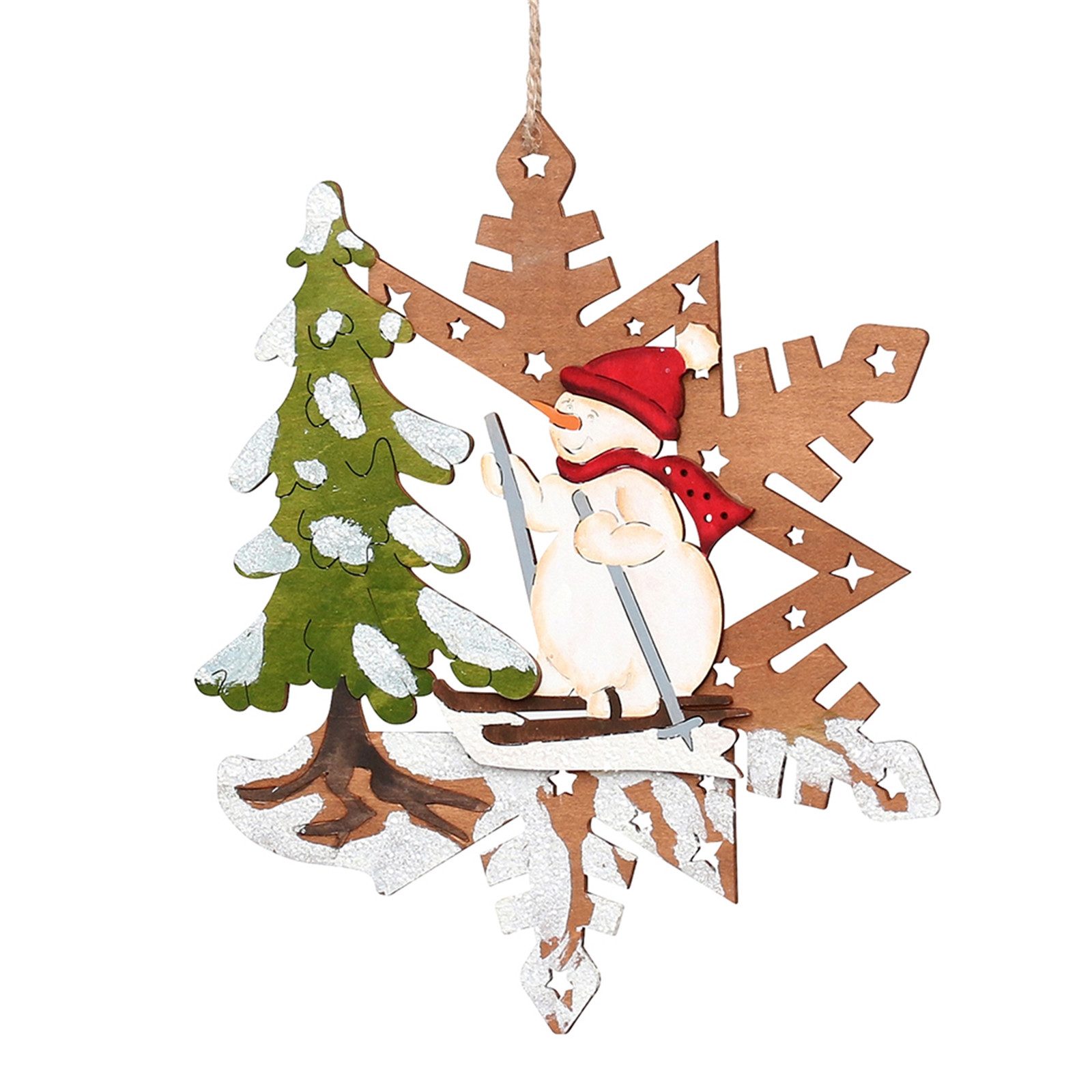 SIGRO Fensterbild Holz Fensterbild farbig, 2-fach sortiert Laserholz, Fensterdeko Weihnachtsdeko Weihnachtsanhänger