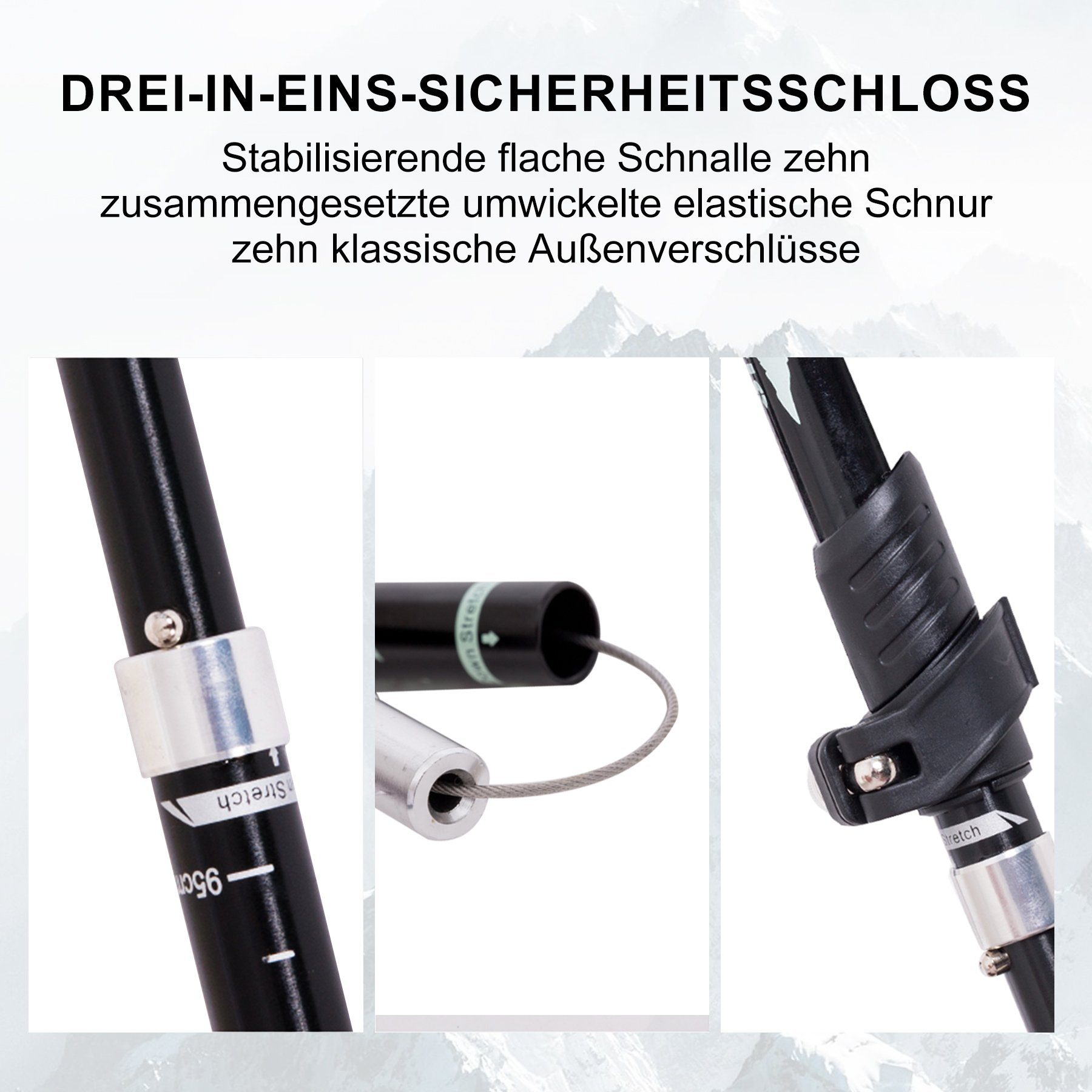 Mutig Wanderstöcke Verstellbare Wanderstöcke,leicht,robust,Faltbare Trekkingstöcke (Geeignet für Männer und Frauen, ideal für Skifahren und Wandern, Ergonomische Trekkingstöcke mit reichhaltigem Zubehör als Wanderhilfen), Leichte, teleskopische Trekkingstöcke für den Bergsport