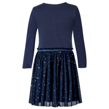 happy girls A-Linien-Kleid Happy Girls Kleid Einhorn 140 Mädchen Langarm Kleid navy Glitzer Einhorn Unicorn