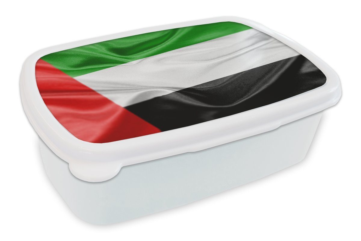 MuchoWow Lunchbox Die Flagge der Vereinigten Arabischen Emirate, Kunststoff, (2-tlg), Brotbox für Kinder und Erwachsene, Brotdose, für Jungs und Mädchen weiß