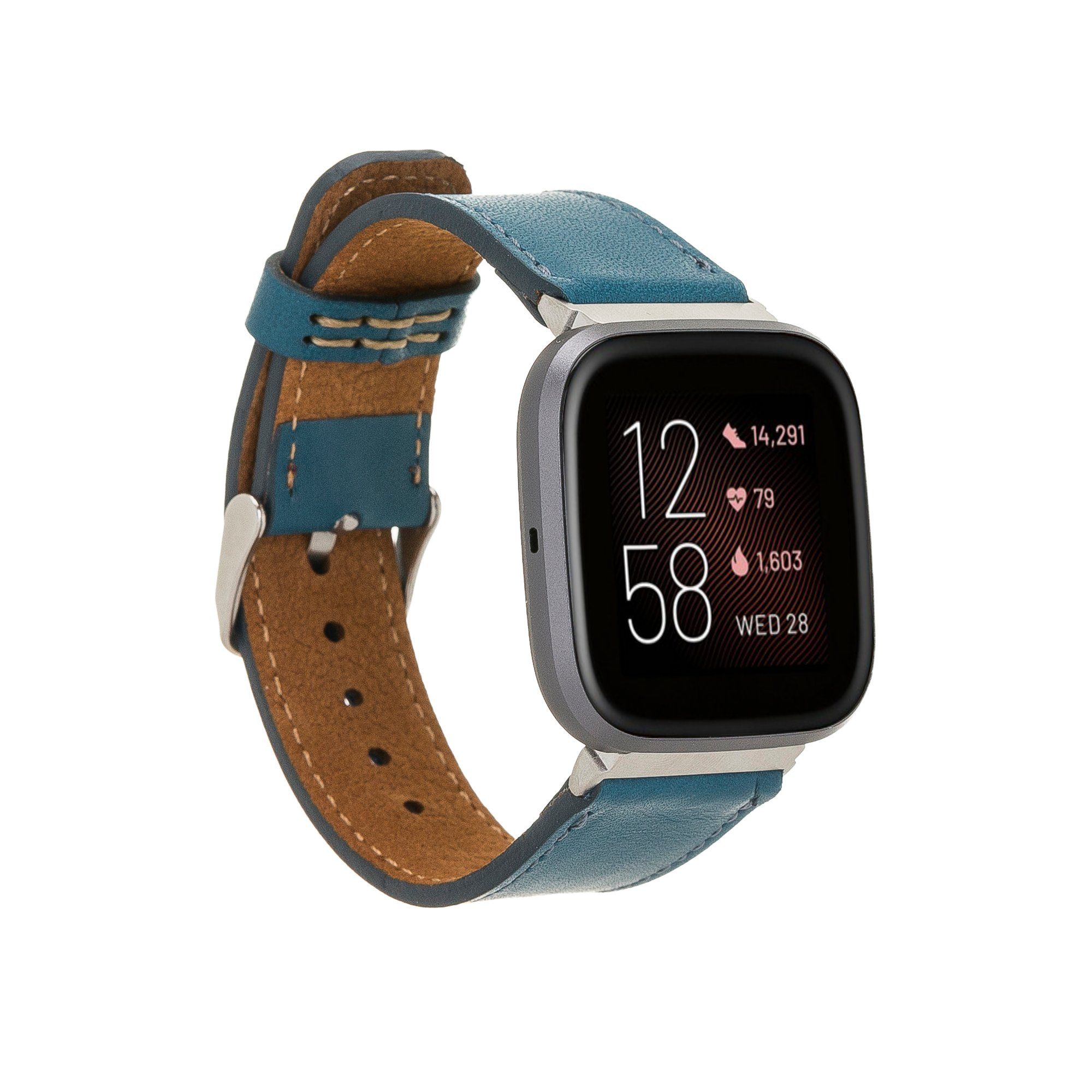 Ersatzarmband Fitbit Versa Leather & Renna / / Echtes Sense 2 Smartwatch-Armband BLAU 3 Armband Leder 4