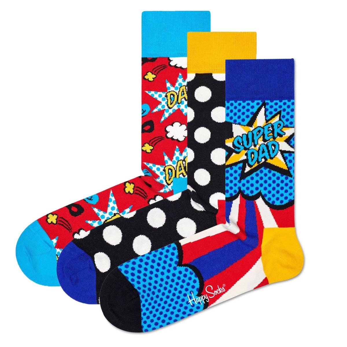 Happy Socks Kurzsocken Herren Socken, 3er Pack - Father's Day Super Dad