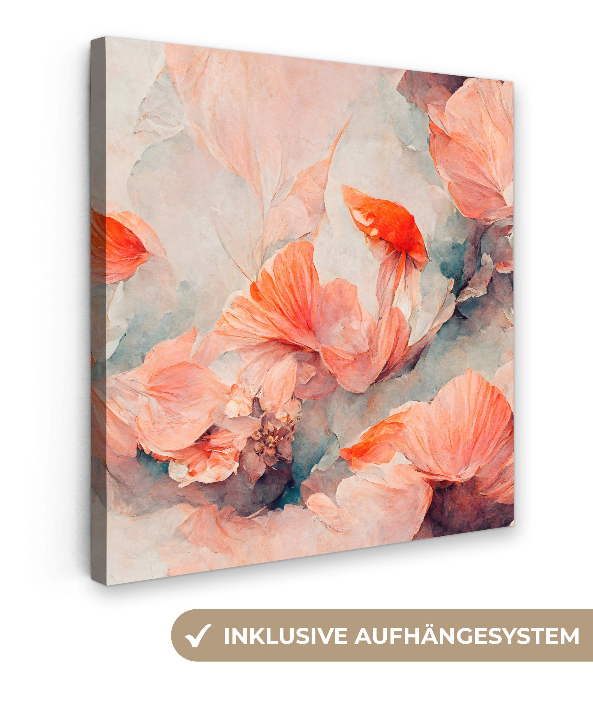 Leinwandbild Blumen - Blätter - Pflanzen - Rosa