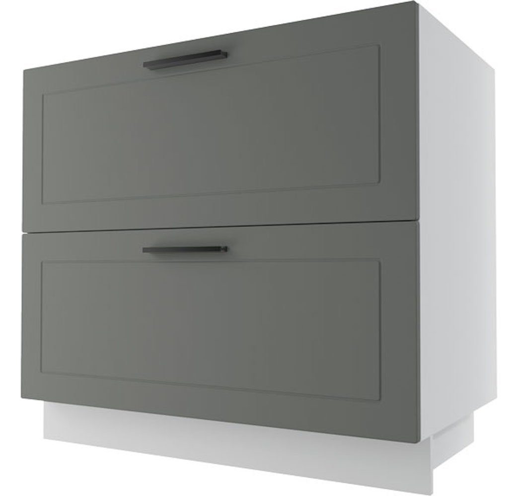 2 & (Kvantum) wählbar Korpusfarbe matt dust Innenschublade Kvantum mit 1 Front- grey Feldmann-Wohnen Schubladen 90cm Unterschrank