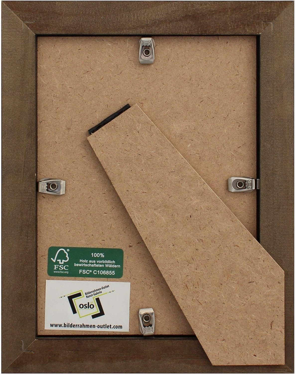 Oslo MasterLine Portraitrahmen Bilderrahmen Holz dunkel braun vintage antik-optik Fotorahmen FSC, Einzelrahmen Bildgröße 13 x 18 cm