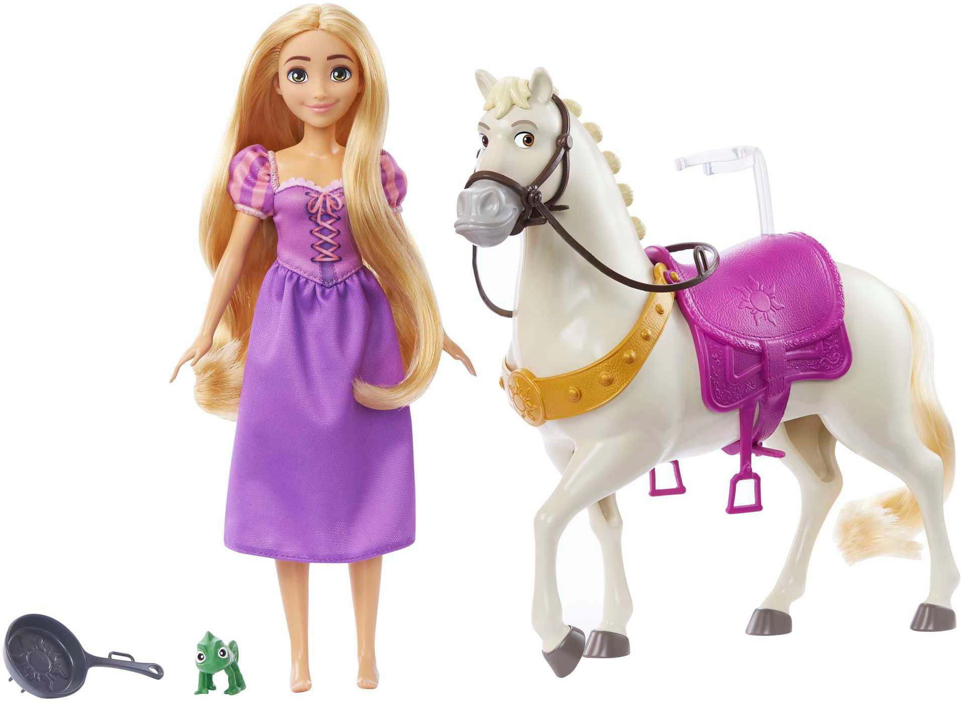 Mattel® Anziehpuppe Disney Prinzessin, Modepuppe Rapunzel und Pferd