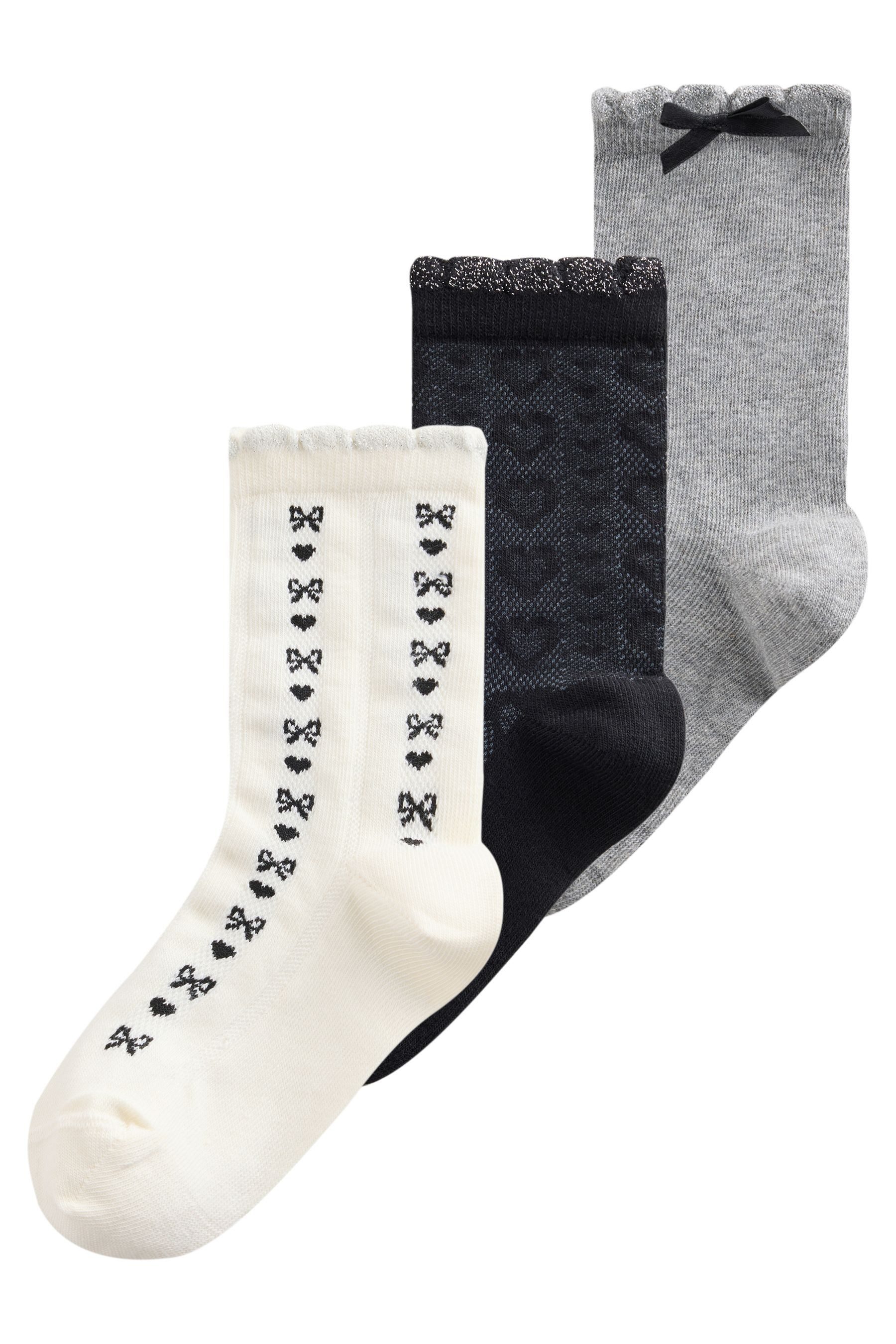 Next Kurzsocken 3er-Pack Schleifensöckchen mit Baumwolle (3-Paar)