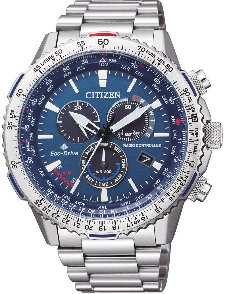 Citizen Funkchronograph Promaster Sky CB5000-50L, Armbanduhr, Herrenuhr, Solar, Stoppfunktion, bis 20 bar wasserdicht