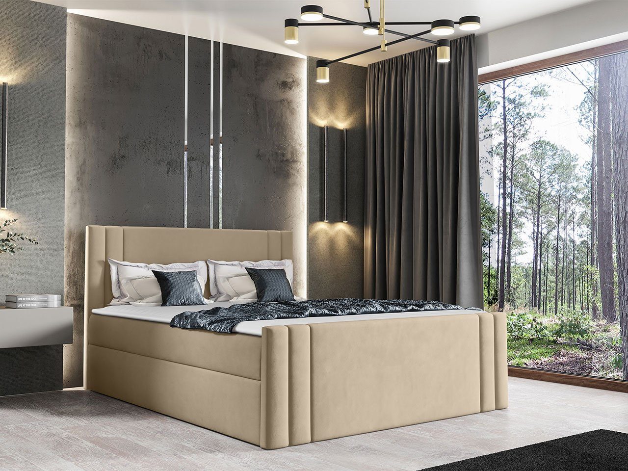 MIRJAN24 Boxspringbett Carmen (Kopfteil, Fußteil, Matratze, Topper), Bettgestell mit 2 Bettkästen, Polsterbett