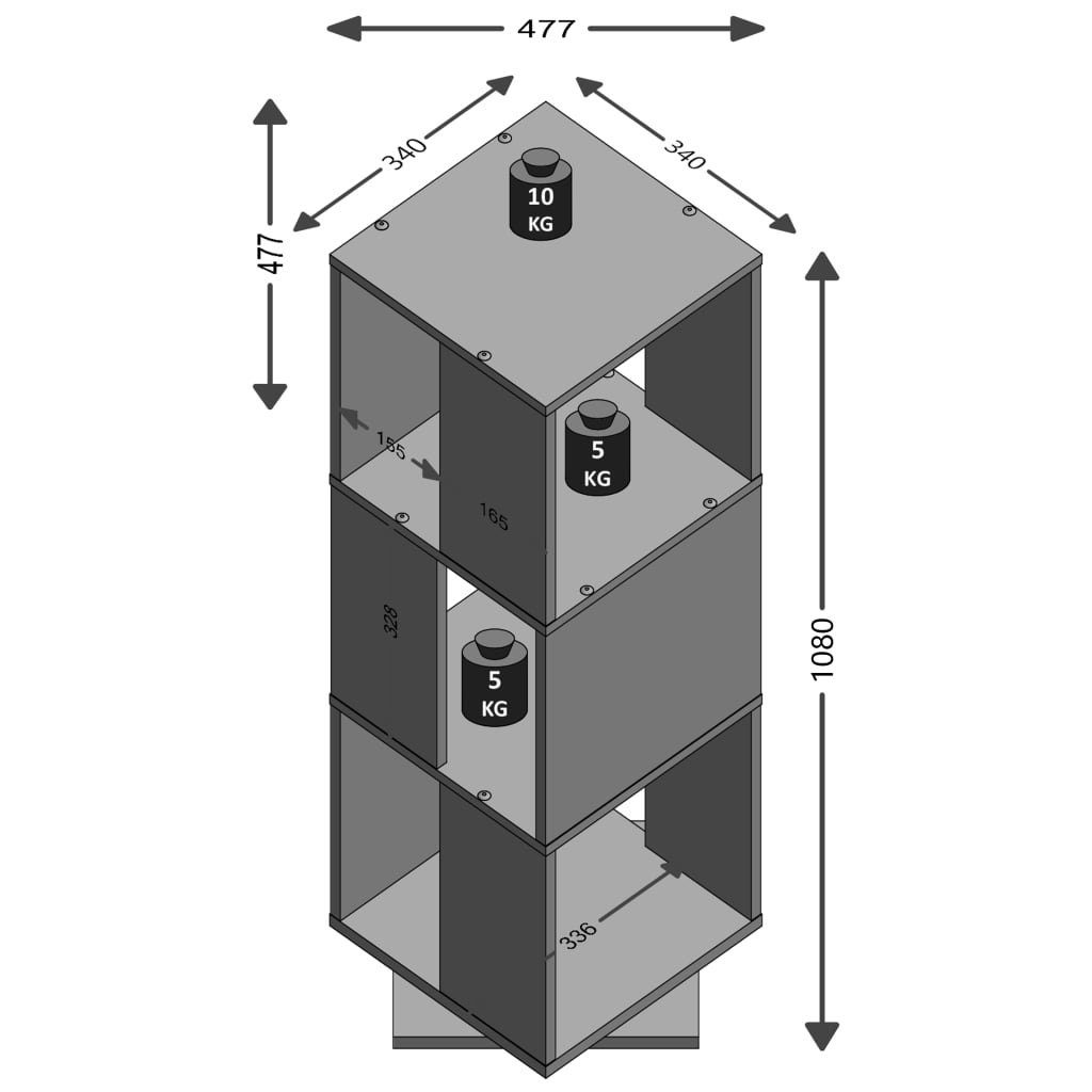 Offene cm (1-St) FMD Eichenoptik Drehbar Fächer Aktenschrank 34×34×108 Aktenschrank