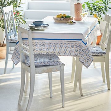 Home-trends24.de Sitzkissen Stuhlkissen Sitzkissen Blau Beige Auflage 40 x 40 cm Sitzauflage