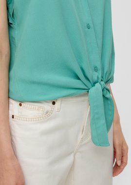 s.Oliver Kurzarmbluse Bluse mit Knoten-Detail Kontrast-Details