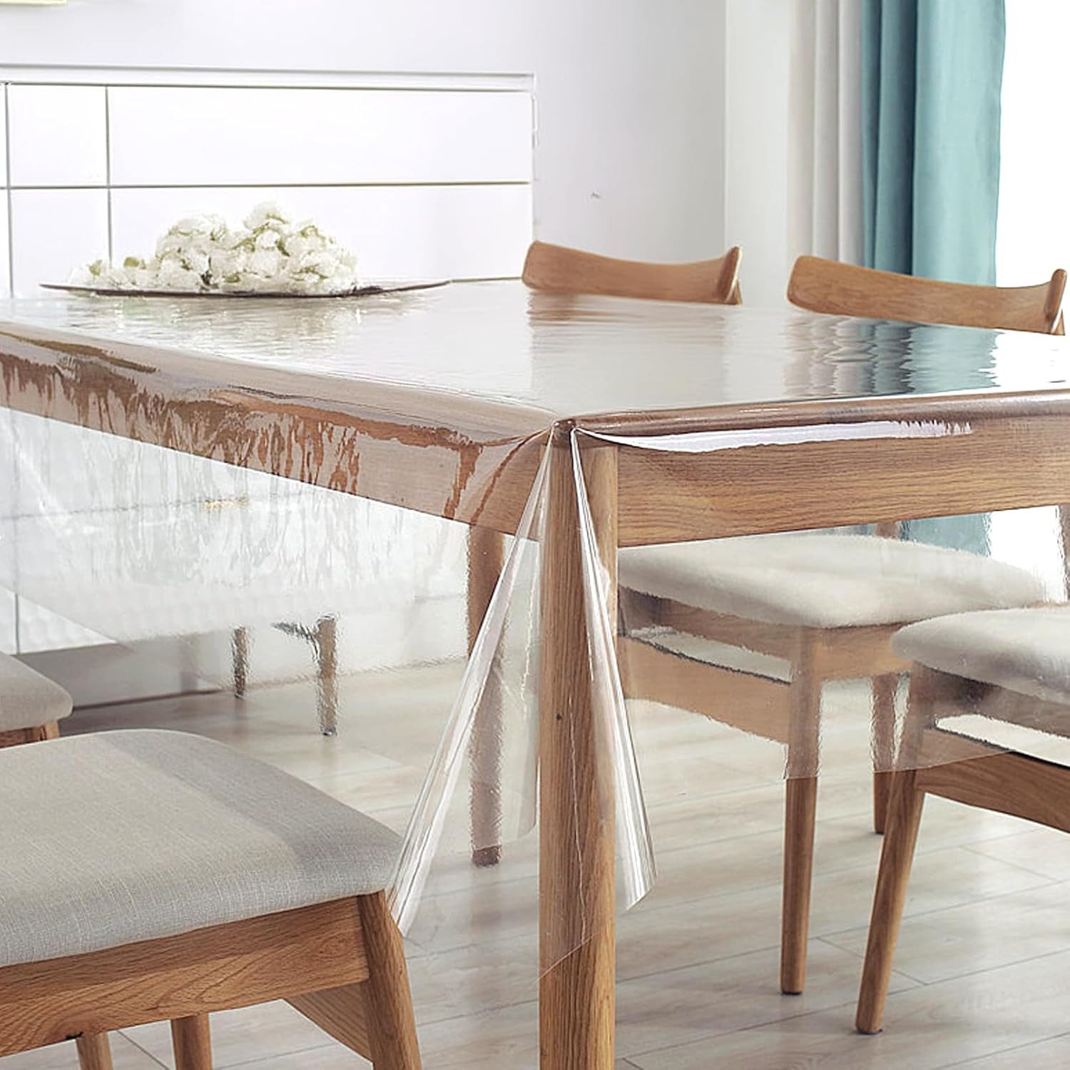 Emhelle Tischdecke Tischfolie Transparent Tischdecke Wasserdicht Durchsichtig Tischschutz (Größen wählbar, Wasserdicht Abwaschbar Fettdicht Tischschutz für Innen und Außen)