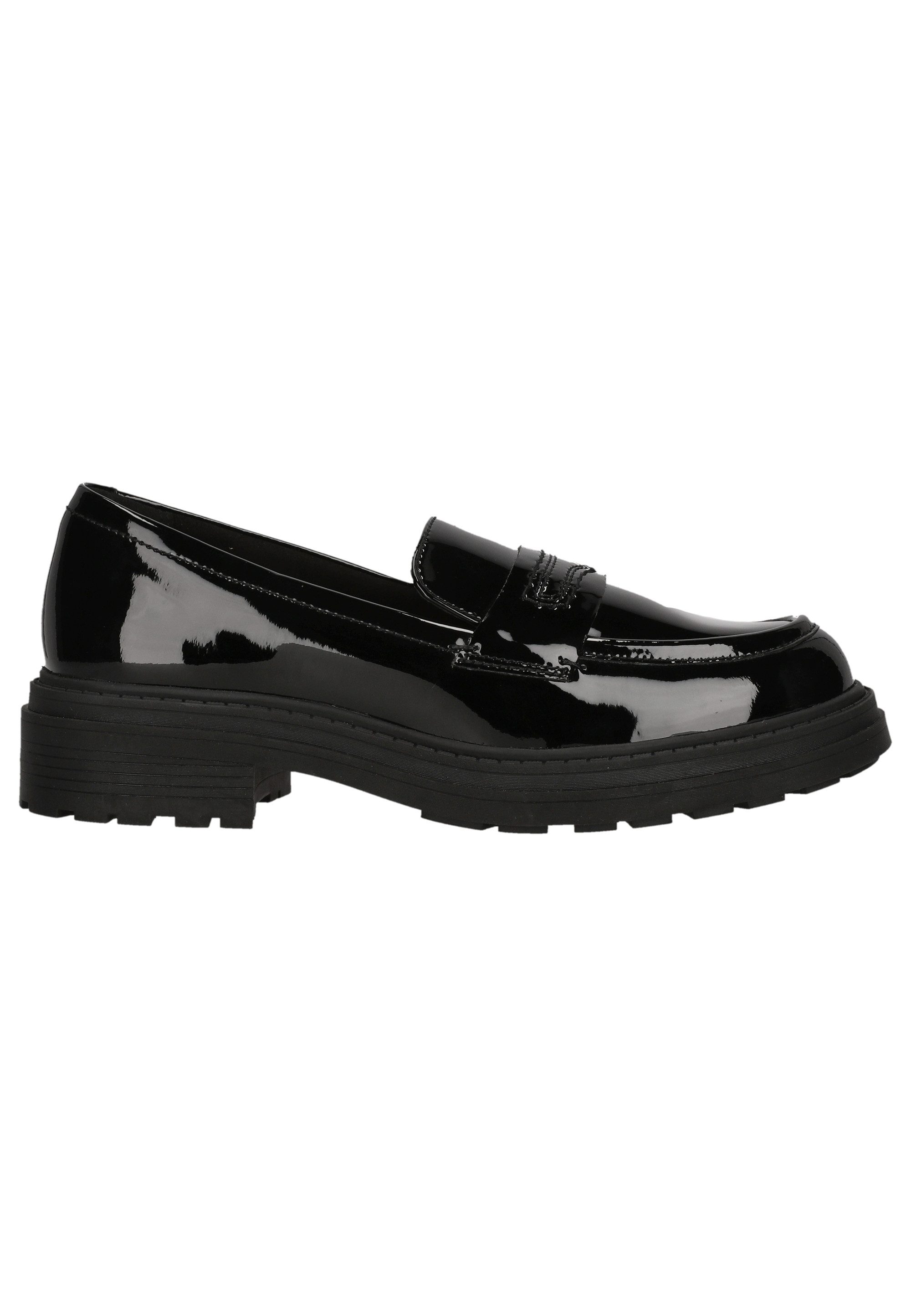 Clarks Orinoco3 Edge Slipper aus hochwertigem, schwarzem Lackleder