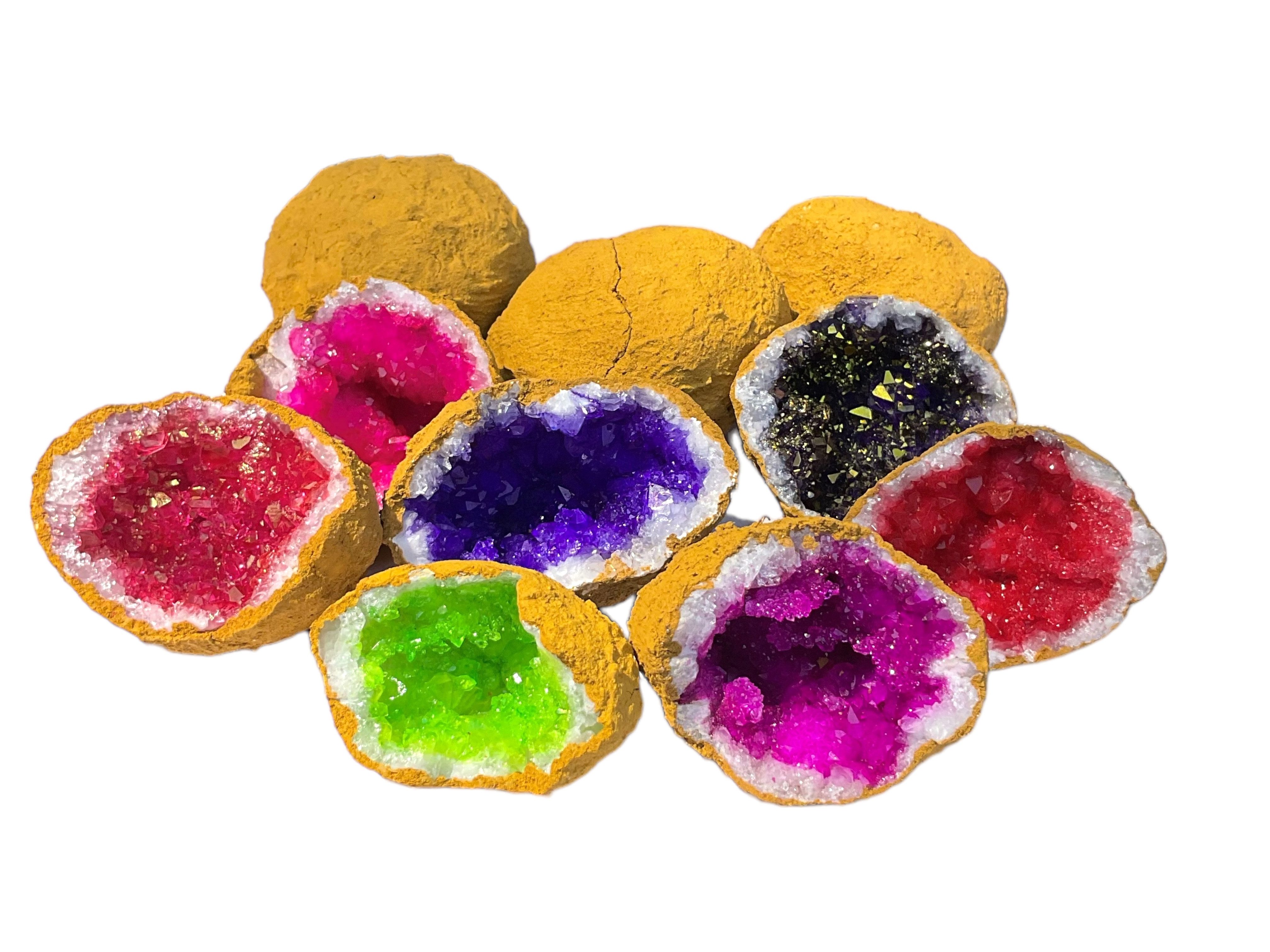 Steinfixx® Mineralstein Geodenpaare gefärbt 5-6 cm I 7 verschiedene Farben I bereits geknackt, (Glücksgeoden, 1-St., original Geoden), Überraschungsgeoden