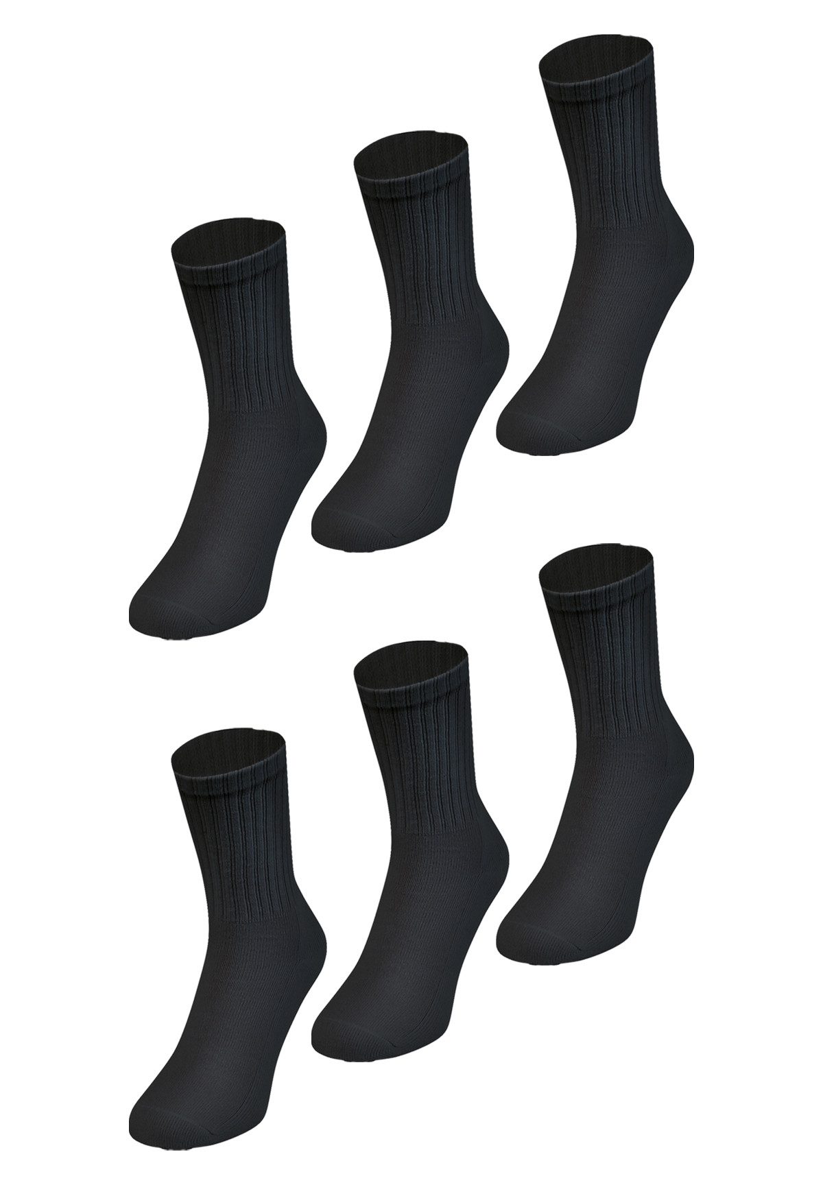 Jako Socken Socken 6er-Set gepolsterte Fersen- und Zehenbereich (6-Paar, sportlich) 7505 in Schwarz-2