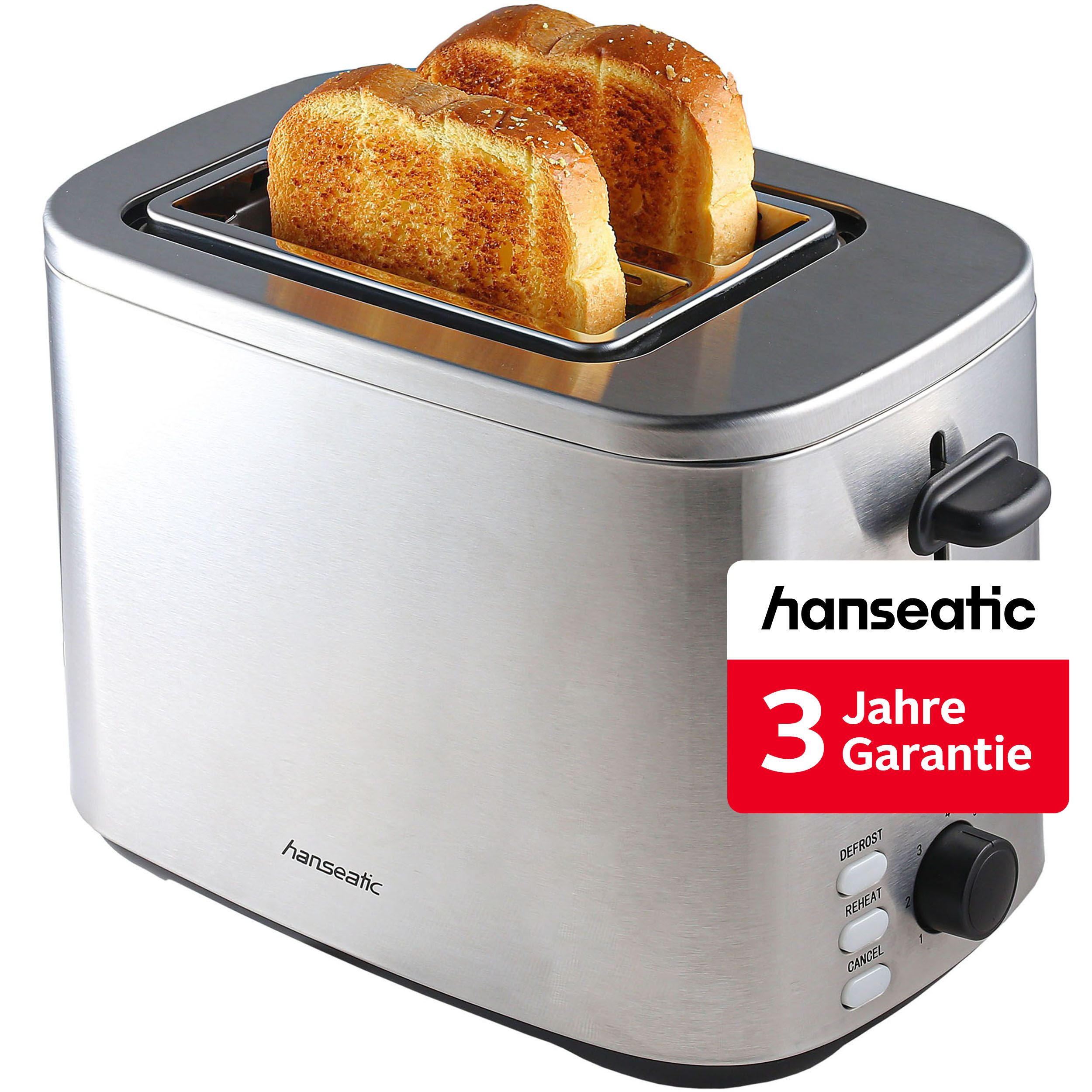 Hanseatic Toaster HT8007SD, 2 kurze Schlitze, 800 W, inkl. 3 Jahre Herstellergarantie