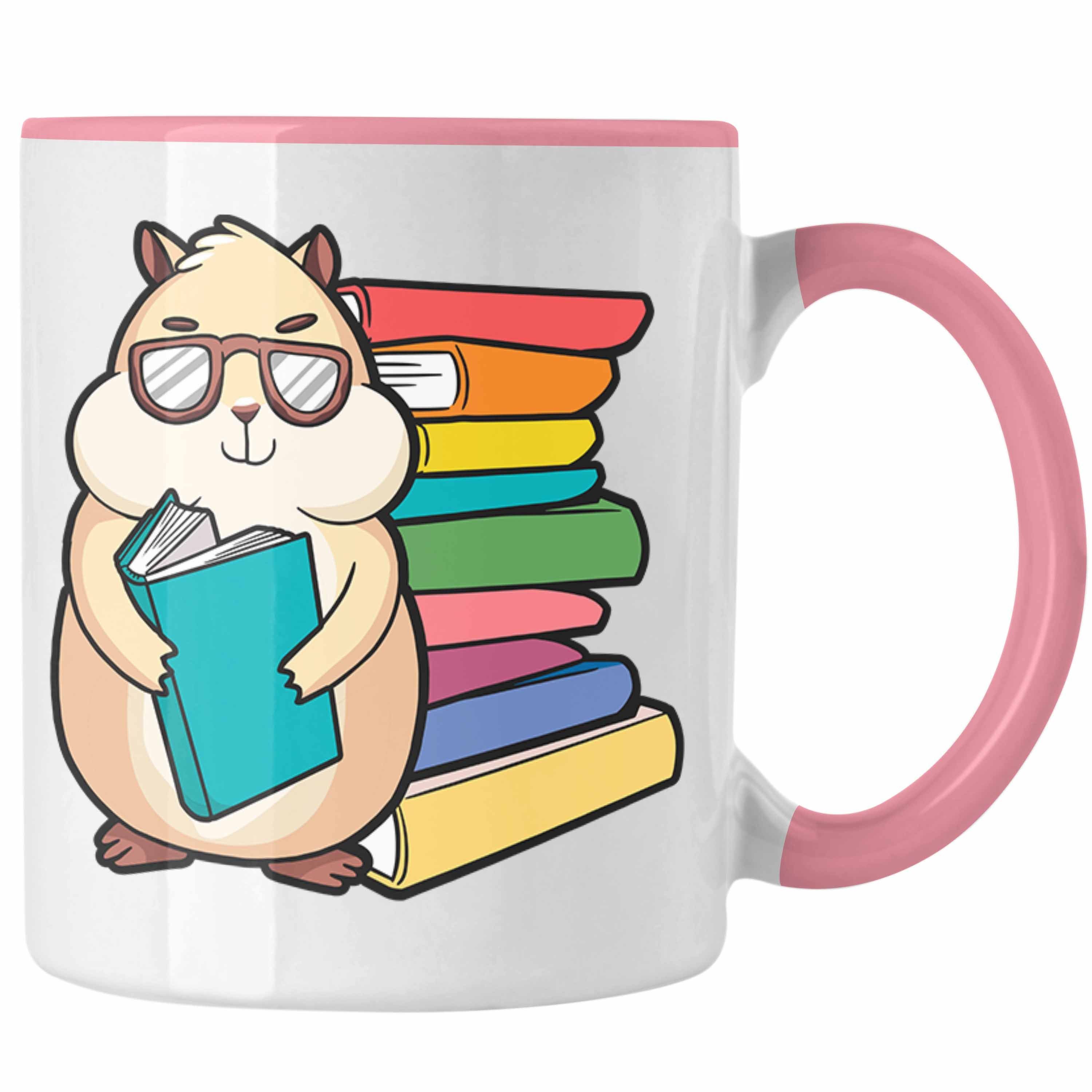 Geschenk Bücher Hamster Tasse Geschenkidee Les Trendation Lesen Grafik Leseratte Tasse Rosa