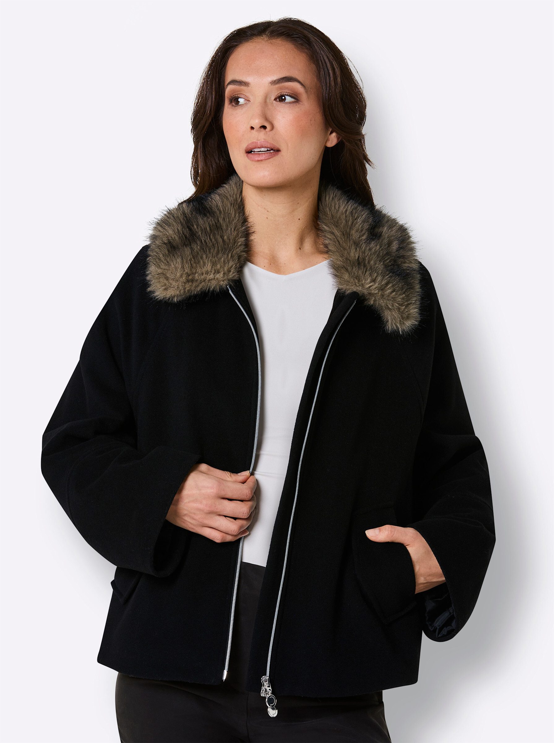 creation L Allwetterjacke Woll-Jacke Langarm